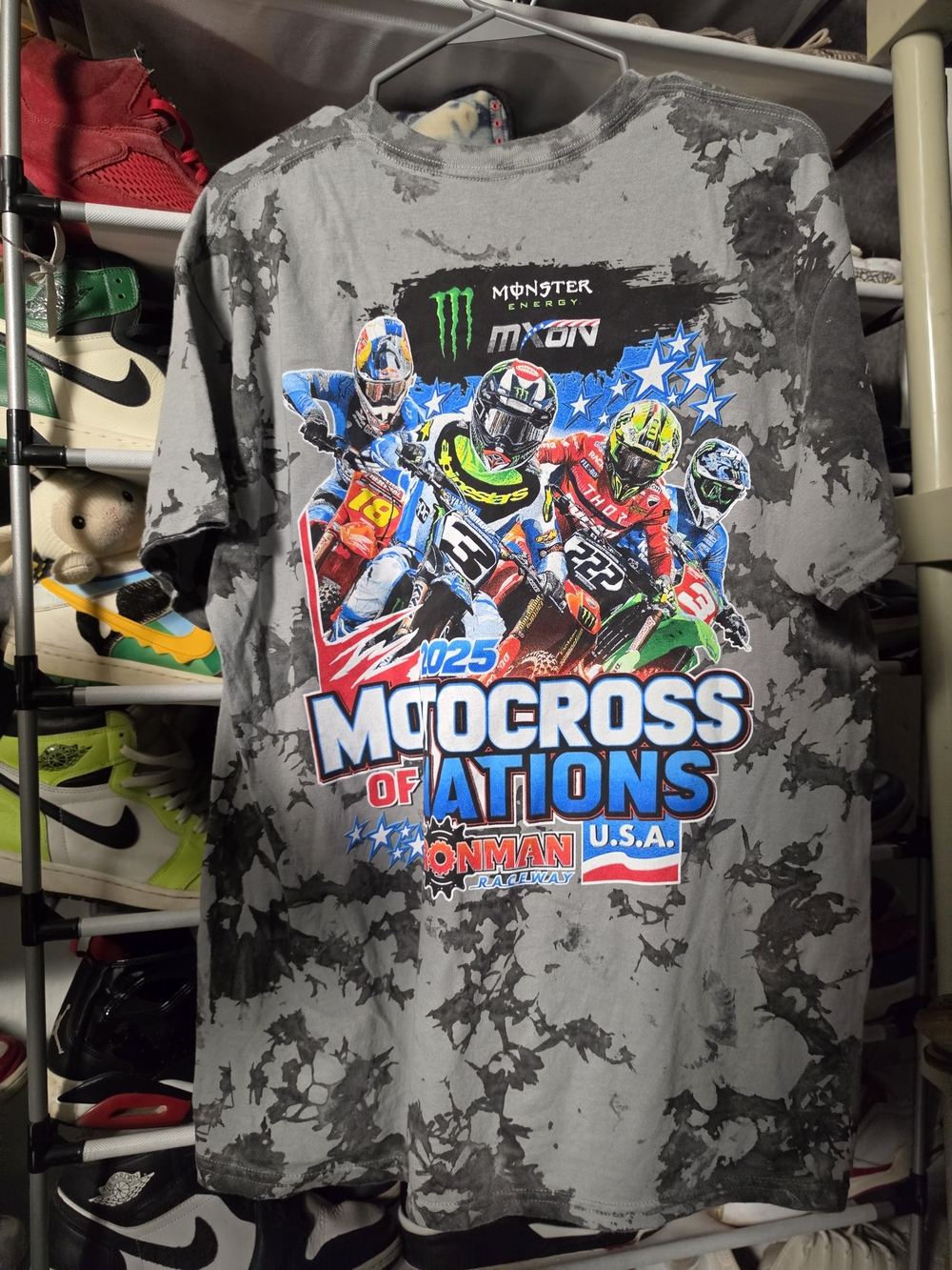 🔥 Motocross of Nations Graphic Short Sleeve Tee - Gray Tie-Dye L